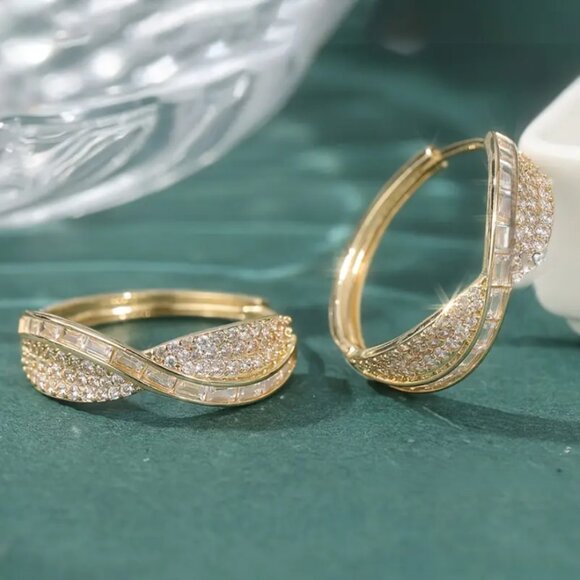 14K Gold Womens 2ct Diamond Small Hoop Earrings Ladies NEW 14 K Silver Jewelry - Picture 3 of 6